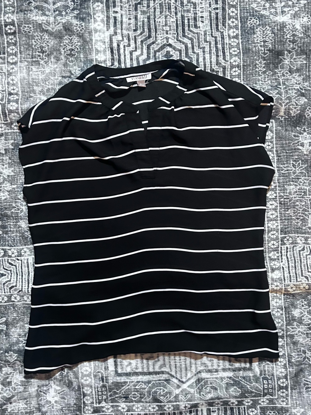 Black & White Striped Button-Down Top